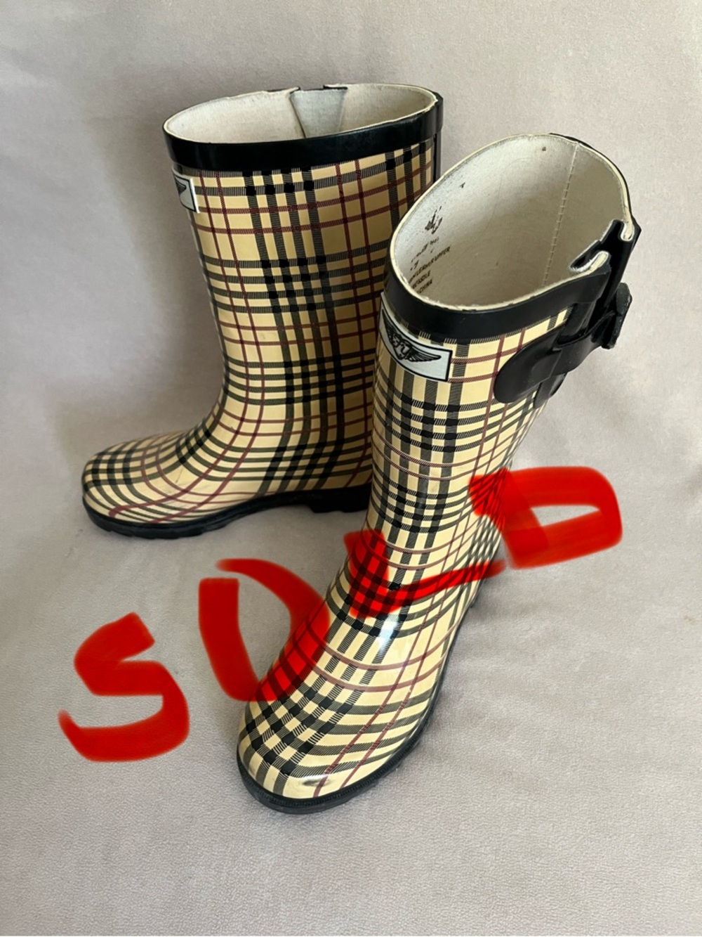 SOLD - EUC FY (FOREVER YOUNG) Plaid Rain Boots